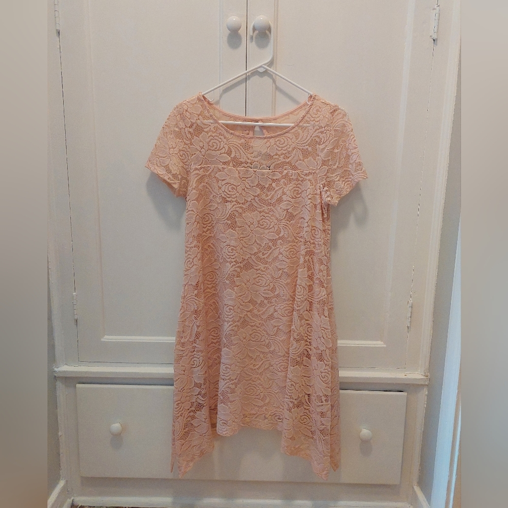Pink lace floral dress